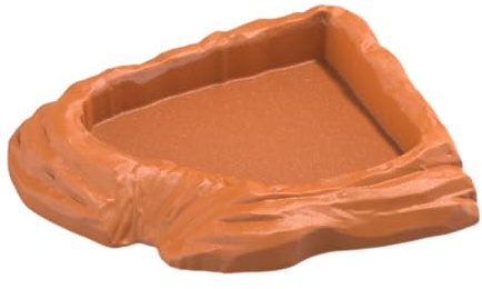 Ronyme Bol à Eau pour Reptiles, Bassin de Bain pour Reptiles, Gain de Place, Motif Imitation Roche, Assiette à Nourriture Robuste, Bol à Boire pour Dragons, Brun