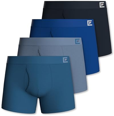 Pierre Calvini Mens Boxers With Fly - Cotton Boxer Shorts (4/8Pk | Anti-Chafe Boxers For Men With Fly Opening, Supportive Fit, Breathable, Tag-Free, Moisture-Wicking - Everyday Multipack