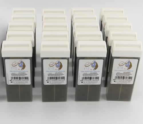 EVA VISNÚ CERA DEPILATORIA ROLL-ON - Caja con 20 cartuchos de 110 g. de cera tibia lavanda/miel con aceite esencial.
