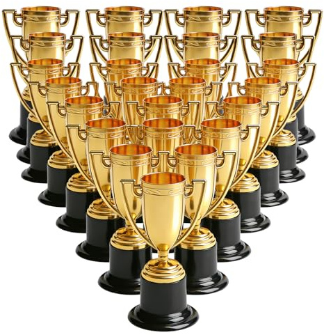 PORFOYO 24 Pezzi Coppa per Bambini, Mini Coppe per Bambini, Mini Trofei, Coppe e Trofei, Coppe per Compleanno dei Bambini, Trofei in Plastica, per Classe, Scuola, Premi, Accessori