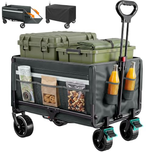 Hopfällbar rullvagn 120 l+, upp till 150 kg med baklucka, regnskydd, bromsar