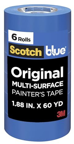 ScotchBlue Original Multi-Surface Painters Tape, 2 Inch Wide (1.88 In. x 60 Yds), 6 Rolls Blue Paint Tape Protects Surfaces & Removes Easily, Masking Tape for Indoor and Outdoor Use (2090-48TP6)