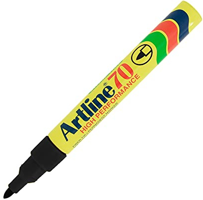 artline Ek70 - Pennarello permanente ricaricabile con punta a proiettile, 1,5 mm, colore- Nero - Conf. da 12 Pezzi