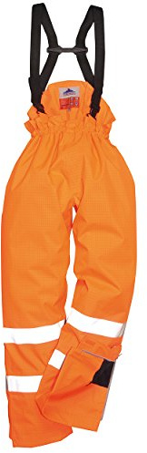 Portwest Pantalón De Alta Visibilidad, Ignífugo Y Antiestático Bizflame Rain, Con Forro, Tamaño: XXL, Color: Naranja, S781ORRXXL