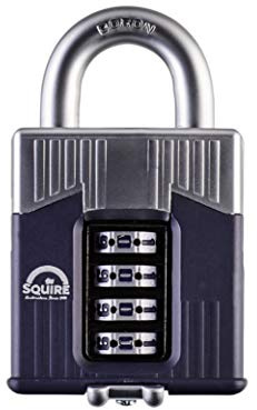 Cadenas Squire robuste (Warrior Combi 55) - Anse ouverte la plus résistante - Cadenas Warrior à 4 roues - Acier au bore pour la résistance à la corrosion - Résistant aux intempéries (Bleu, 55 mm)