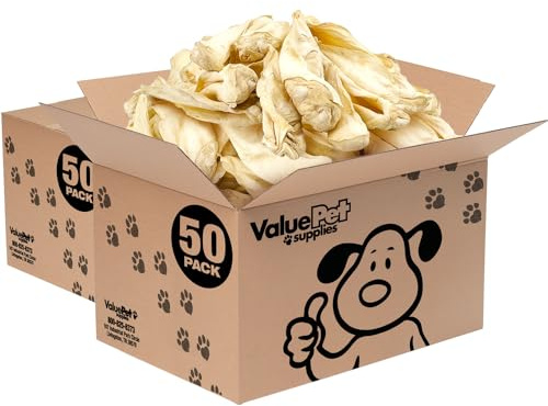 ValueBull Premium Cow Ears, 100 Count Bulk Pack - All Natural Dog Treats, 100% Angus Beef, Single Ingredient, Cleans Teeth & Gums