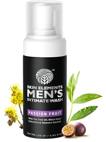 Skin Elements Men's Intimate Wash with Passion Fruit | pH Balanced Foaming Hygiene Wash | Soothes, Refreshes & Maintains Hygiene | 120 ml