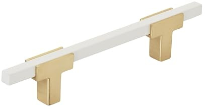 Amerock | Cabinet Pull | Brushed Gold/White | 3-3/4 inch (96 mm) Center to Center | Urbanite | 1 Pack | Drawer Pull | Drawer Handle | Cabinet Hardware