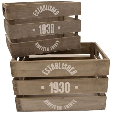 BURI Lot de 2 caisses décoratives en bois - Style vintage - Aspect usé