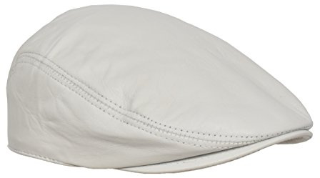 Gorra plana de piel auténtica Newsboy Ivy Peaked Gatsby Golf Cabbie Hat, blanco, S