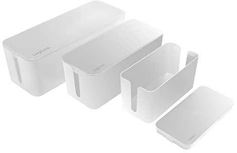 LogiLink KAB0078 - Kabelbox-Set mit 3 Boxen in 3 Größen zum Verstecken von Kabelgewirr, weiß