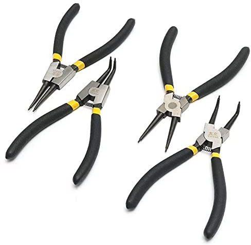 Pinzas de hierro, alicates, pinzas de carpintero, 7 pulgadas, 4 piezas, alicates de anillo a presión, juego de alicates, combinación de clip de seguridad, herramientas de clip de retención, herramient