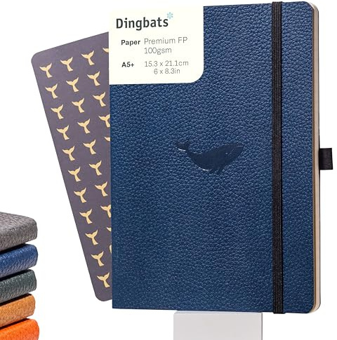 Dingbats* Wildlife Dotted Journal Notebook A5 - Vegan Leather Soft Cover - Ideal for Work, Travel, Writing - with Pocket, Elastic Closure & Bookmark
