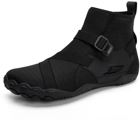 UMANPOO Men Water Shoes Women Barefoot Slip on Sneaker Swim Aqua Beach Running Walking Hiking Cycling Non Slip High Top (Black, Numeric_6)