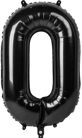 Ponmoo 40 inches Foil Balloons Numbers 0 Black (101cm), Inflatable Helium or Air, Giant Balloon Number 0-9, 10-29, 30-100, Grand Balloons for Anniversary Wedding Birthday Party Decoration