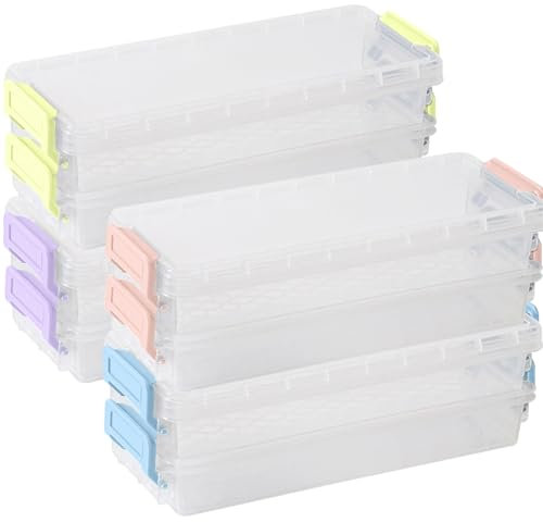 4pcs Clear Pencil Box, Really Useful Pen Storage, Plastic Pencil Case, Stackable Boxes for Home, Office, School and Arts Crafts Storage 20.5 X 8 cm