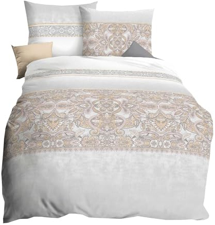 Kaeppel Linon Renforcé Bettwäsche 135x200cm 2 TLG. Kayla Silber Rosa Sand Grau Farbverlauf