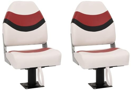 vidaXL Bootssitze 2 Stk., Bootssitz mit Podest Rückenlehne, Steuerstuhl Klappbar 360° Drehbar, Bootsstuhl Steuersitz Klappsitz, Kunststoff Stahl