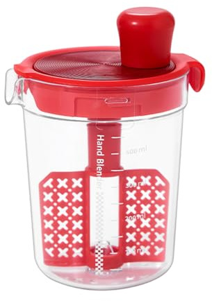Mezclador de aderezo de ensalada, vaso mezclador de filtro de huevo de 500 ml con báscula, botella mezcladora manual para huevo, masa, aderezo de ensalada