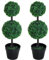 Outsunny künstliche Pflanzen 2er Set groß 67 cm Kunstpflanze mit 2 Kugel, Plastik Kunstbaum im Topf, Kunstbaum wie echt für Wohnzimmer Schlafzimmer Büro Garten Moderne Dekoration Geschenk