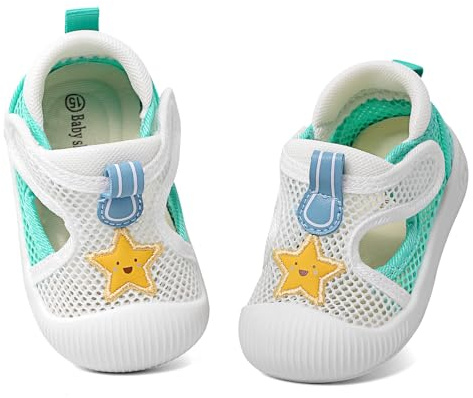 MASOCIO Zapatos Bebe Niño Niña Verano Sandalias Primeros Pasos Bebé Zapatillas Respetuoso Calzado Respetuosas 12-18 Meses Antideslizante Talla 19 Blanco