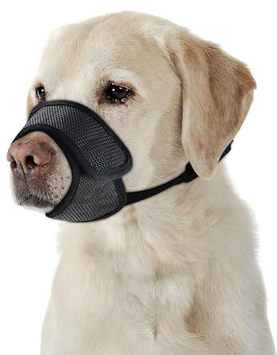 DOINEUFL Dog Muzzle, Lightweight & Breathable Mesh Muzzle for Small and Medium Dogs, Adjustable Buckle Strap Dog Muzzles to Prevent Biting, Barking and Chewing (Black, M)