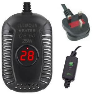 JULIAQUA Aquarium Heater with Temperature Display, Aquarium Heater Setting, Fish Heating Rod, Turtle Heater 25W/50W/100W/150W (G-25W)
