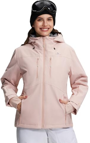 Pioneer Camp Veste de ski pour femme - Imperméable - Coupe-vent - Chaude - Pour l'hiver - Pour le ski, le snowboard, la randonnée, Rose, L