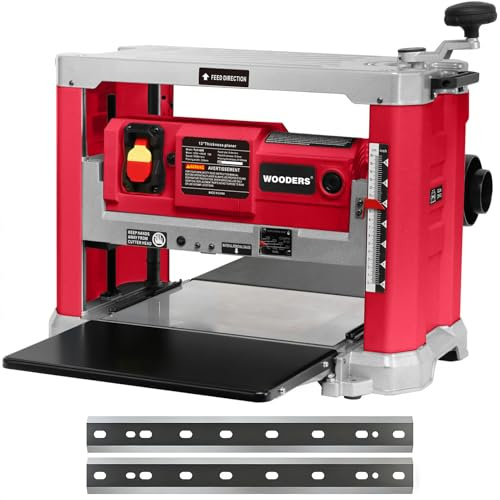 WOODERS 13-inch Benchtop Wood Planer, 15Amp, 2000W, 10000RPM, All Copper Motor, Includes 2 Extra Planer Blades, Dual-Blade, Overload Protection, Height Indicator, for Hard & Soft Wood working