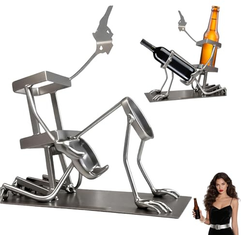 Support de Bouteille de vin et de Coca en Forme de tête de Mort, Décoration Amusante en métal pour Whisky, Squelette drôle en métal Steampunk pour Whisky, pour Maison, Bar, fête d'halloween