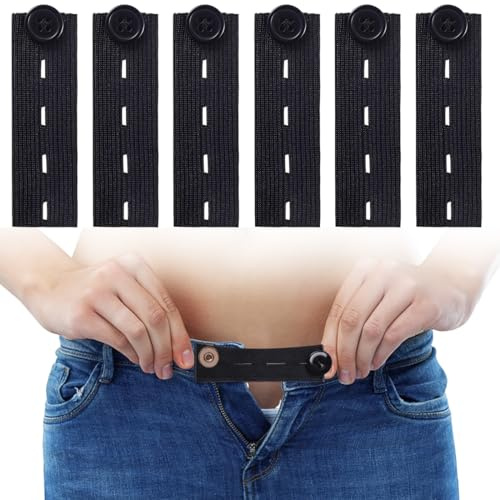LONZIKP 6 piezas Extensor de cintura ajustable, Botones para Pantalones, Extensión Metal Retráctil, vaqueros y a presión, pantalon embarazada, Camisas, Jeans, Faldas y Maternidad (8,5 x 2,5 cm)