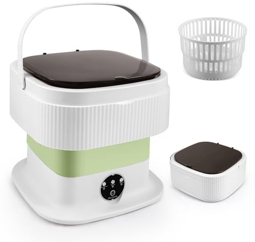 HIUYRFS Mini Waschmaschine，11L 2kg Camping Waschautomat，Faltbare Kleine Washing Machine mit Schleuder,Single Waschmaschine von Unterwäsche, Babykleidung