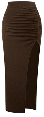 GORGLITTER Women's High Waist Bodycon Ruched Long Skirt Pencil Skirts