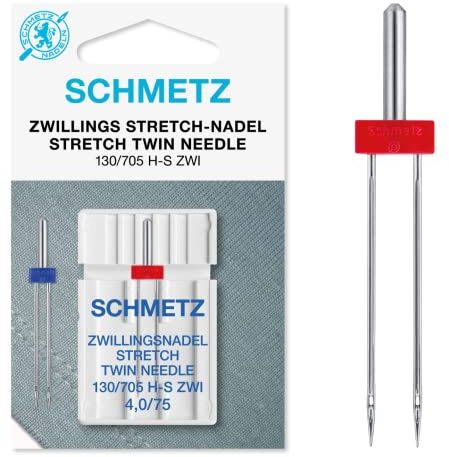 SCHMETZ | 1 Nähmaschinennadel | Zwillings-Stretch | 130/705 H-S ZWI 4.0 | Nadeldicke 4.0/75 | auf jeder gängigen Haushaltsnähmaschine einsetzbar