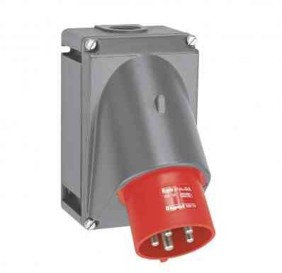 Fiche inclinée Hypra 32A - 3P+N+T - 380V~ à 415V~ - plastique - IP44