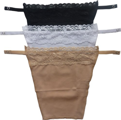 Hoerev Clip On Mock Camisoles Set of 3 Modesty Panel Adjust Clip