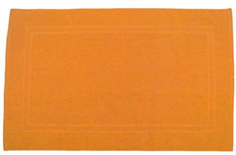 Julie Julsen Badvorleger 60 x 100 cm Premium Qualität 900 gm2 in aktuellen Farben und 4 Größen aus Baumwolle Badematte Badteppich Duschvorleger Design Doppel Rahmen Orange