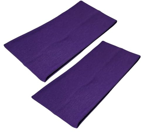 WESTEND CHOICE Extra Wide Headbands 11cm Plain Stretchy Kylie Head Band 2 Pack Unisex Bandeau Headbands for Women & Men Soft Hairbands Yoga Bandana Headband (Purple)