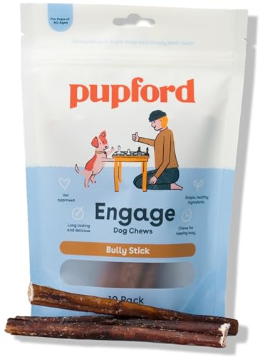 Pupford Thick Bully Sticks for Dogs & Puppies, Smoked for Improved Smell, Natural, Long-Lasting, Single Ingredient Chews for Small & Medium Breeds (6, 10 Count)