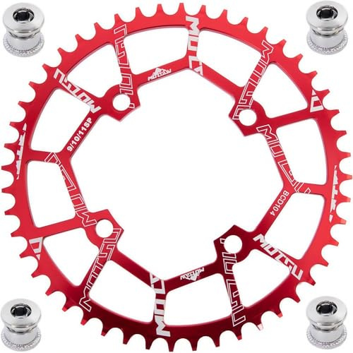 YBEKI 32T, 34T, 36T, 38T, 40T, 42T, 44T, 46T, 48T, 50T, 52T, framdrev 104BCD, rund, oval, smal, bred, ett framdrev för cykelkedjor för 8, 9, 10, 11 hastigheter, mountainbike, vägcykel, MTB, BMX (röd, rund, 48T)