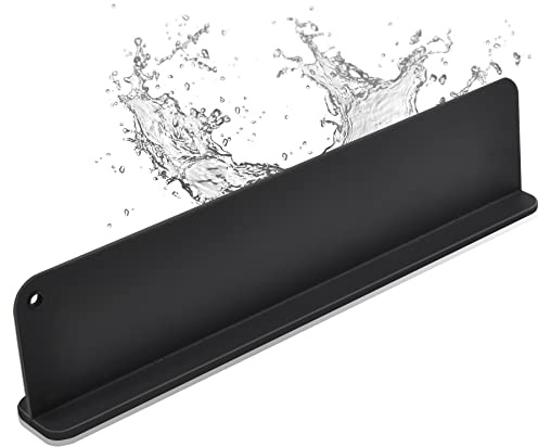 Silicone Sink Splash Guard, Sink Splash Guard with Suction Cup, Kitchen Sink Splash Guard that Can Be Placed Behind the Sink, Sink Splash Guard(17.3 x 4.1 Inch Black)