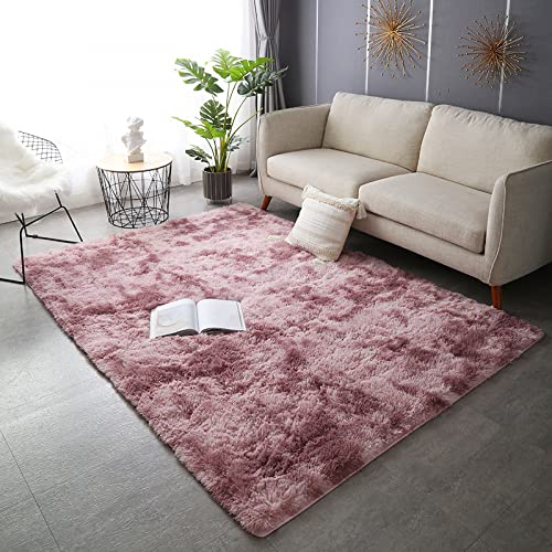 Nyescasa Hochflor Teppich Langflor Modern Flauschig Weich Rechteckig für Wohnzimmer Kinderzimmer Schlafzimmer Flur Läufer Rosa Shaggy Innen 140x200cm
