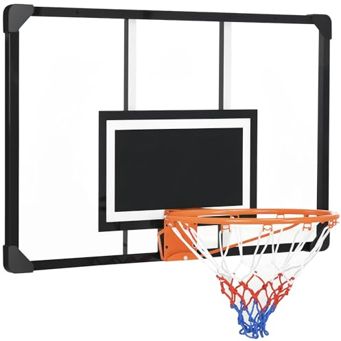 Soozier Wall Mounted Basketball Hoop with 45 x 29 Shatter Proof Backboard, Durable Rim and All-Weather Net for Indoor and Outdoor Use