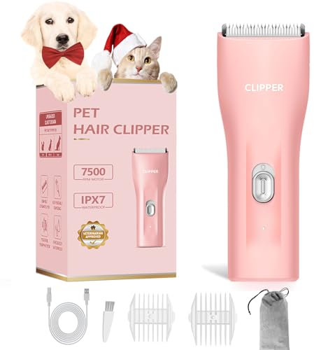 Professionelle Hunde-Schermaschine für dickes Haar, schnurlose Katzenschere für mattiertes Fell, wiederaufladbar, Fellpflege, Trimmer für Welpen, Katzen, Kaninchen, Rosa