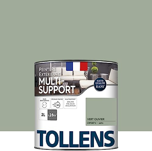 Tollens Peinture extérieure multisupport - Ultra résistante Haute qualité - Satin - Vert Olivier - 2L = 28m2