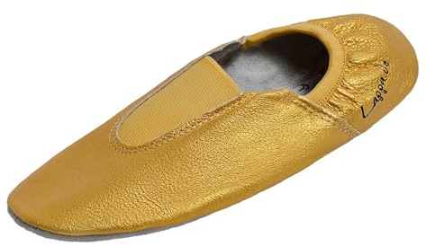 Lappade Gymnastikskor, balettskor, snören, gymnastikskor med gummikuddar, storlek 28–46, Guld, 27 EU