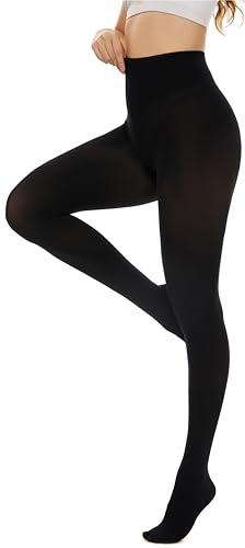 Hiltzo Medias Mujer 80D Semi-Transparentes Mallas de Colores Suaves con Elasticidad Alta Tallas de la XS a la 3XL Negro XS