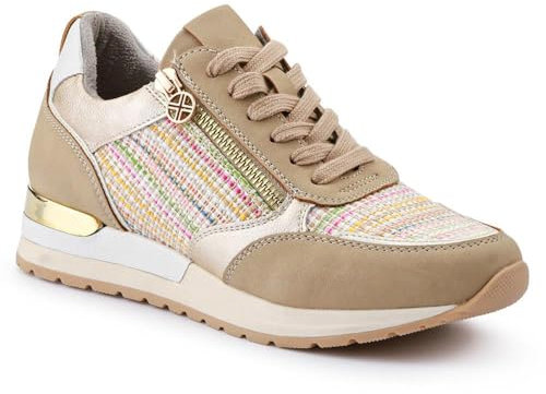 Dual-Fastening Casual Trainers - Beige Size 5