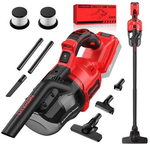Cordless Vacuum Cleaner Compatible with Mil-Wuakee 20V Battery,20000Pa High Power Handheld Vacuum with HEPA Filter, 5 in 1 Portable Electric Vacuum With LED Light for Carpets, Floors&Cars (No Battery)