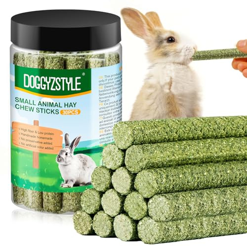 DOGGYZSTYLE 30pcs de Lapin traite Les bâtonnets de Foin de fléole des prés,Naturel pour cochons d’Inde,Chinchilla,Hamsters,Lapin Fait à la Main Jouets à mâcher Nourriture (it-A)